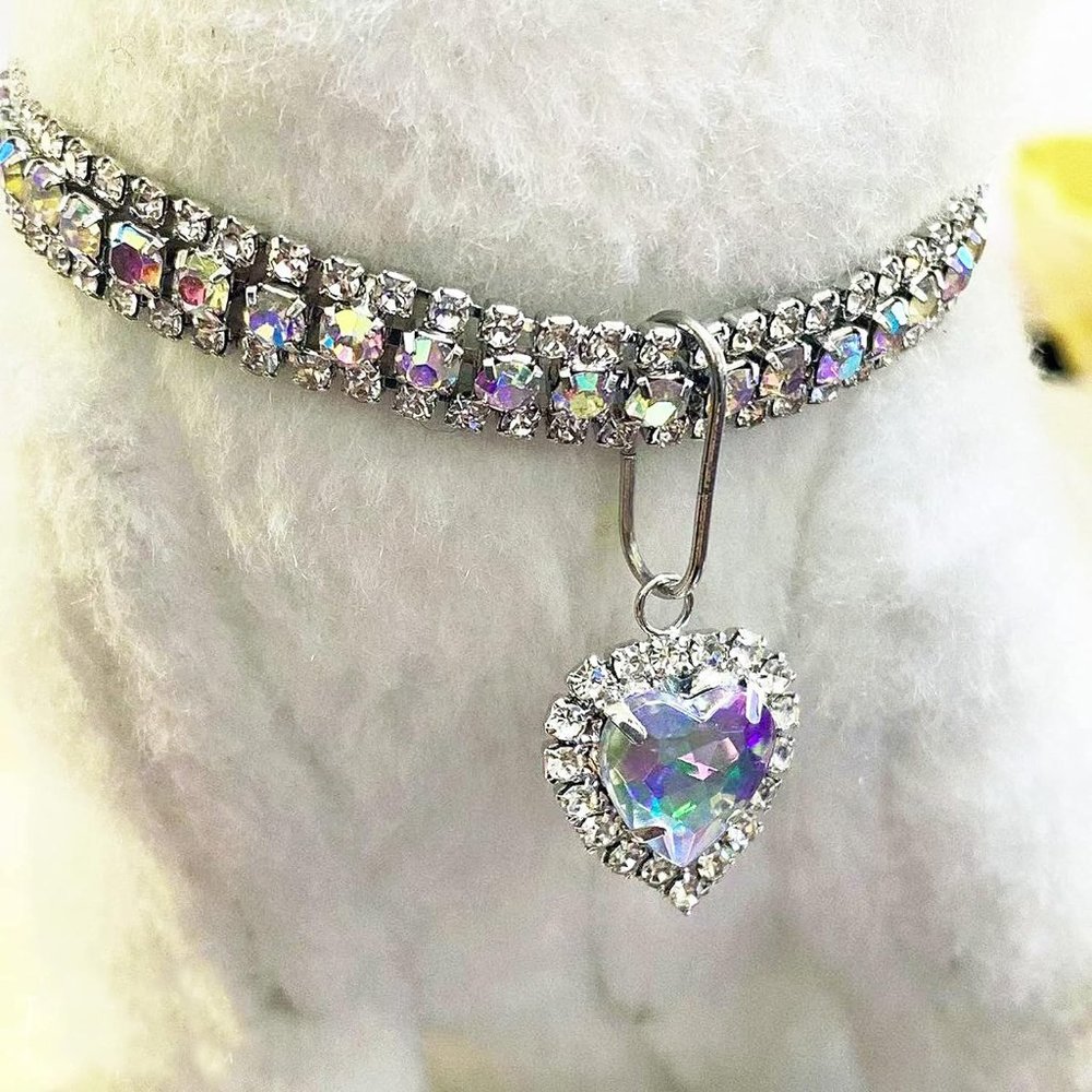 NEW Sparkling Bling Swarovski Crystal Rhinestone Heart Pet Collar: Cat O…